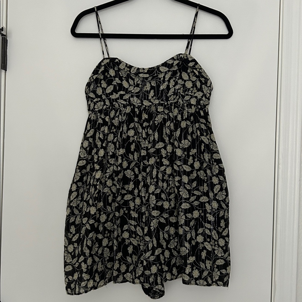 Zara Black and Cream Floral Romper